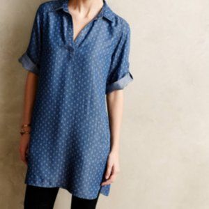 Anthropologie Cloth & Stone Tencel Chambray Shirt Dress Tunic
